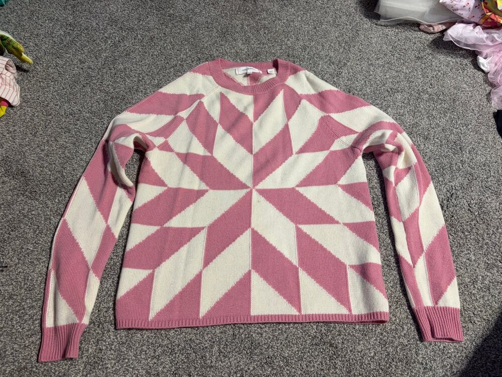 Chinti and Parker womens xs pink and white star pattern sweater